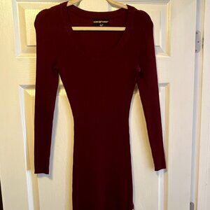 Almost Famous Burgundy Sweater Dress w/Buttons down the bottom hem Size L
